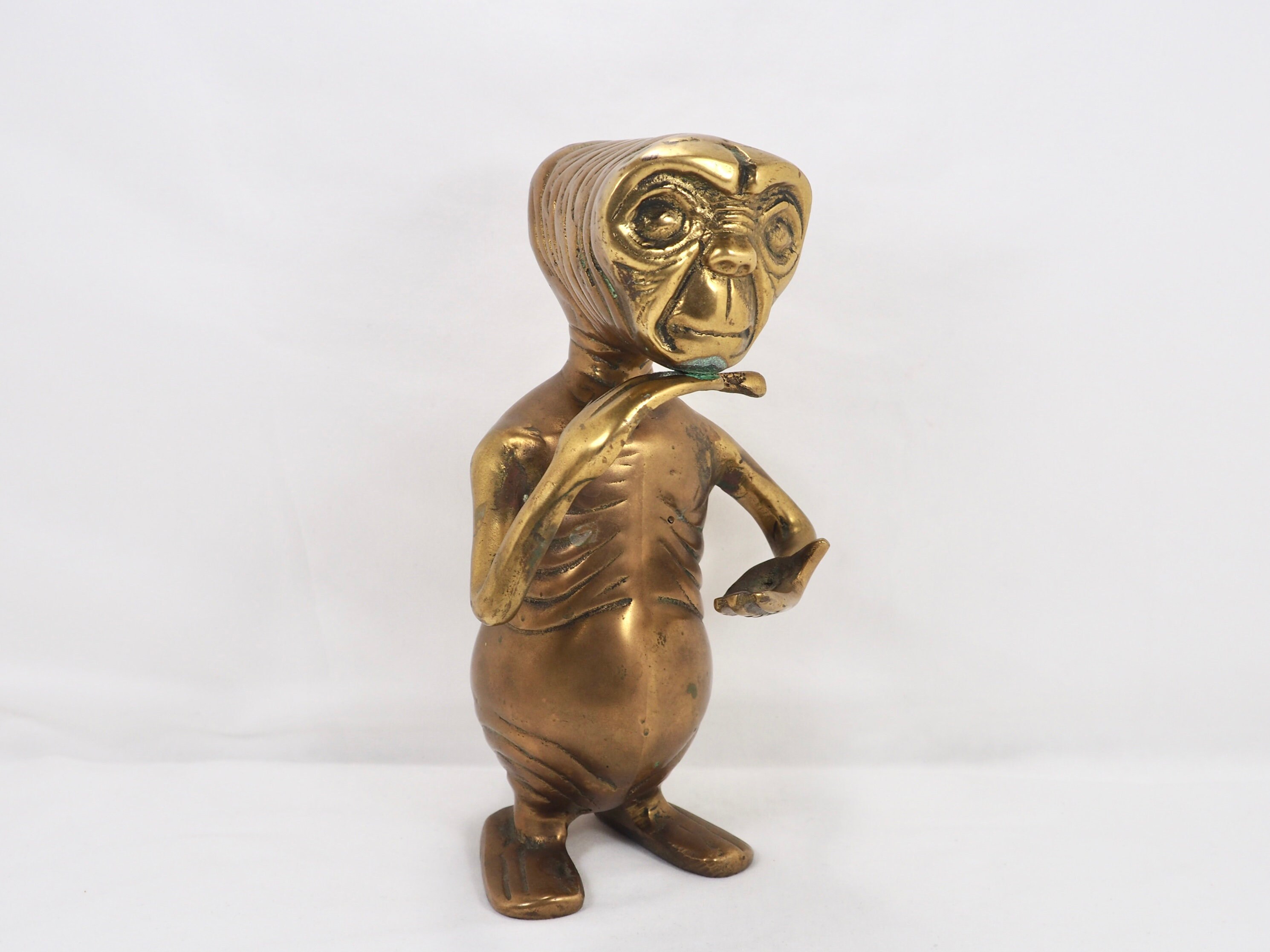 Vintage Brass E.T. Figurine Extra Terrestrial HEAVY 8.5” high
