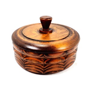 Vintage Wooden Tobacco Jar Hand Turned Sewing Storage Box