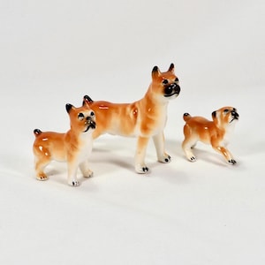 Vintage Miniature Porcelain Boxer Dog Figurines - Set of 3