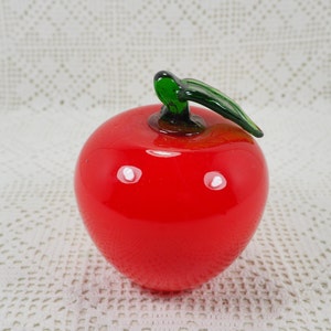 Vintage Art Glass Apple Fruit Hand Blown Decor