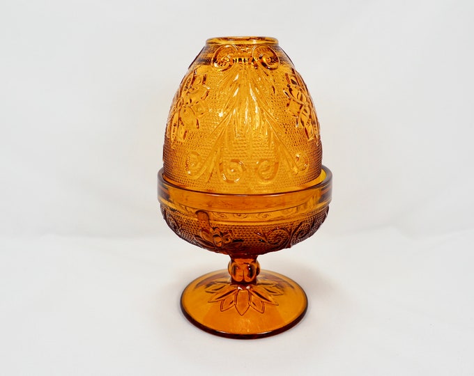 Tiara Glass Sandwich Amber Fairy Lamp Collectible Pressed Etsy