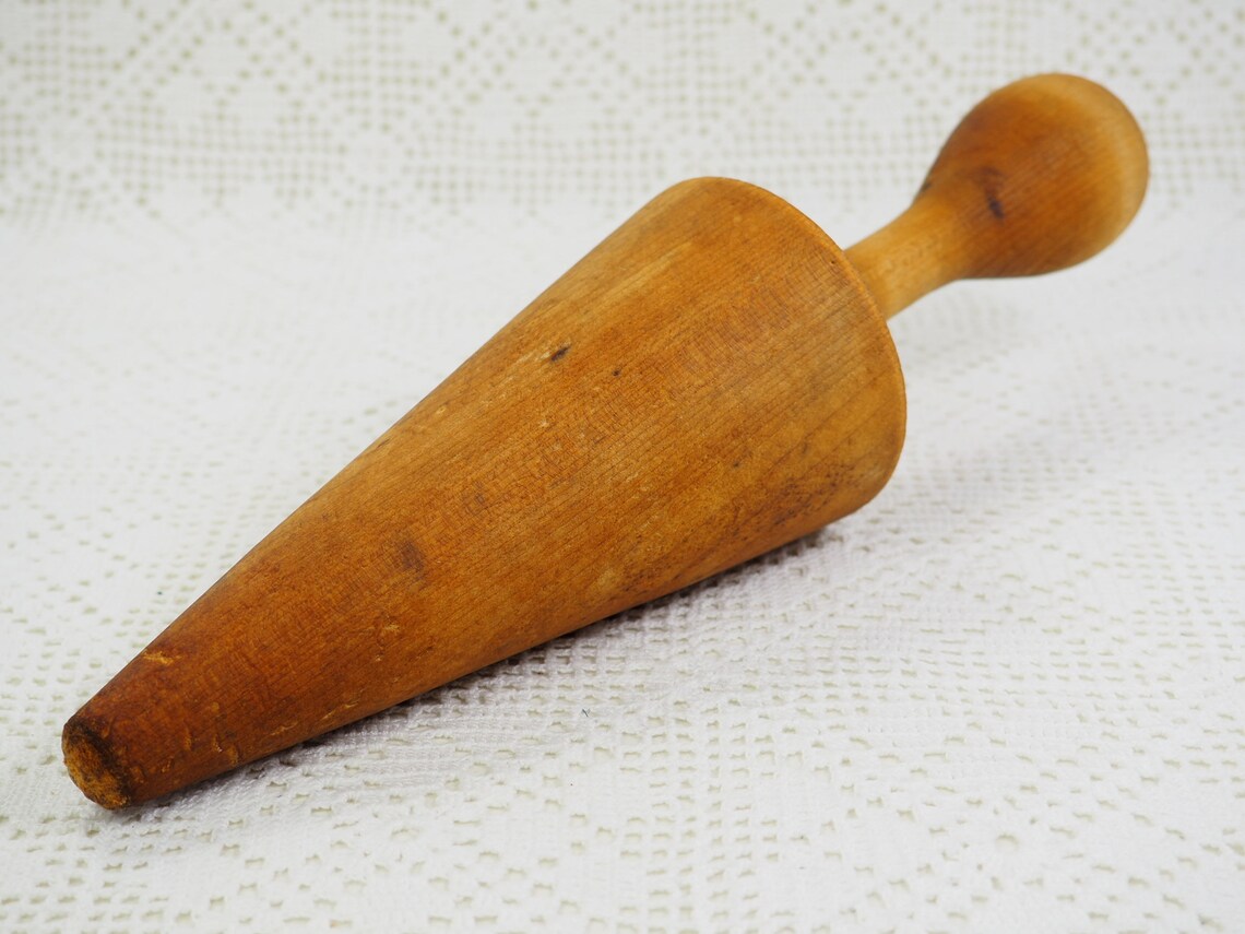 Vintage Wood Rolling Pin Cone Shaped Wooden Kitchen Tool Etsy