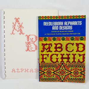 Vintage Needlework Pattern Books: &quot;Alphabets&quot; & &quot;Needlework Alphabets and Designs&quot; for Cross-Stitch, Embroidery, and Crafts