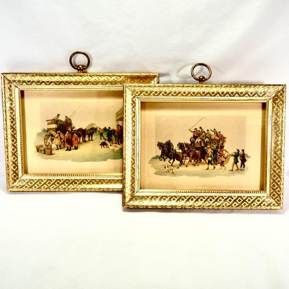 Vintage Stagecoach Prints - Ornate Gold Frames - Set of 2 - Etsy
