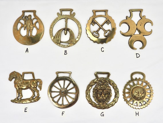 Choice of Vintage Brass Horse Harness Medallions Bridle Ornaments some  Marked Made in England 