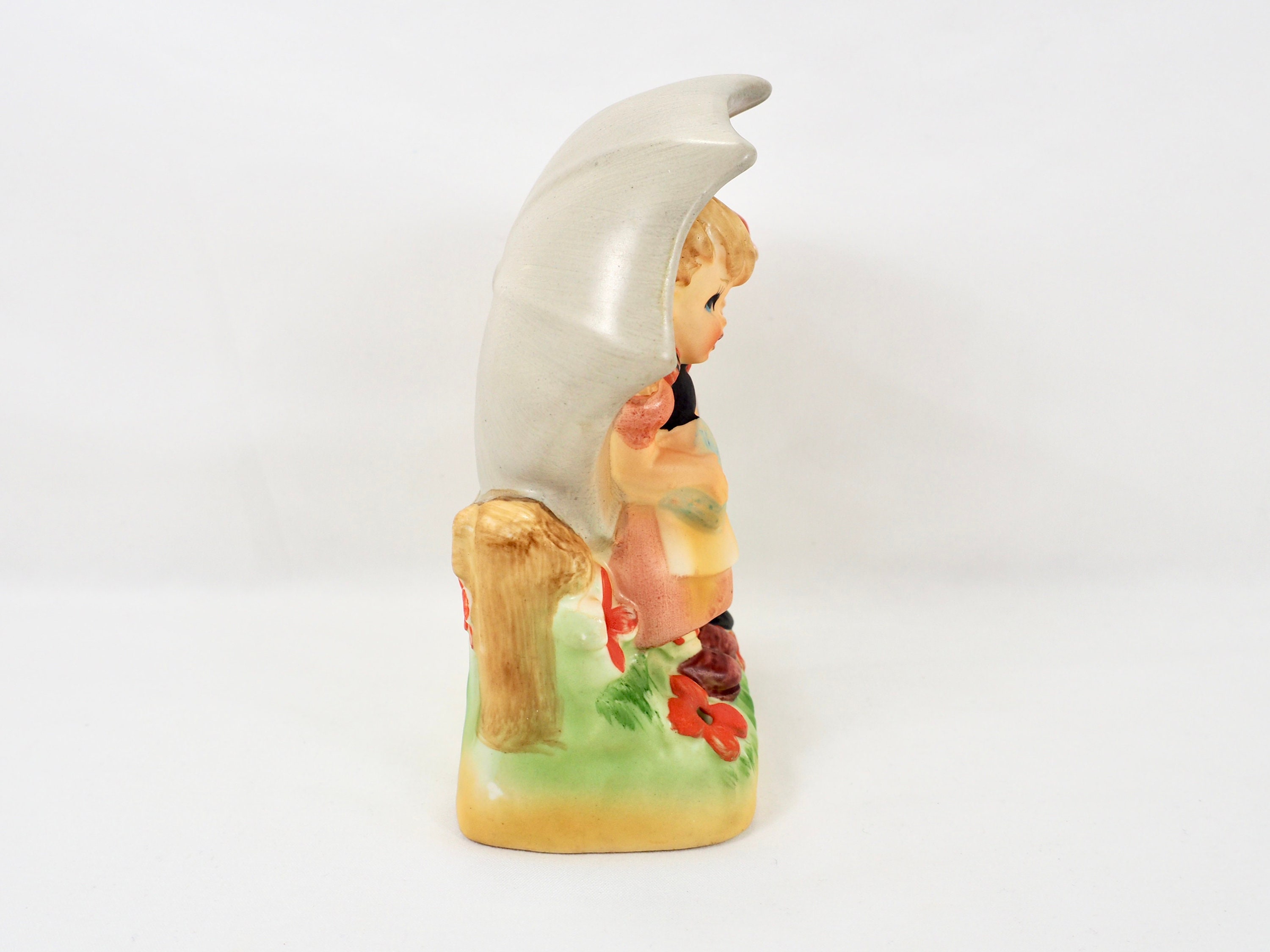 Ceramic Boy and Girl With Umbrella Rainy Day Figurine Made