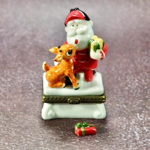 Rudolph Santa Trinket Box Midwest Cannon Falls 1999 Porcelain