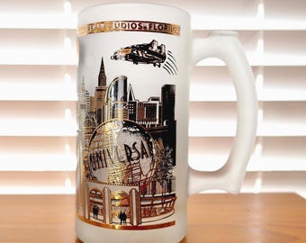 Universal Studios Florida 22K Gold Frosted Glass Mug – Vintage Souvenir