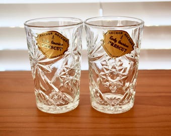 Anchor Hocking Prescut Juice Glasses - Early American Pattern (Set of 2)