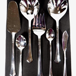 Retroneu Flatware Serve-ware Century Pattern Stainless K-18 Modern Serving Pieces (Lot of 7)
