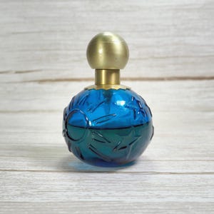 Vintage Karl Lagerfeld Sun Moon Stars Perfume Bottle Celestial Blue Glass Spray PARTIAL QUANTITY