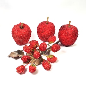 Vintage Beaded Faux Fruit Set: Kitchen Decor, Tiered Tray Centerpiece