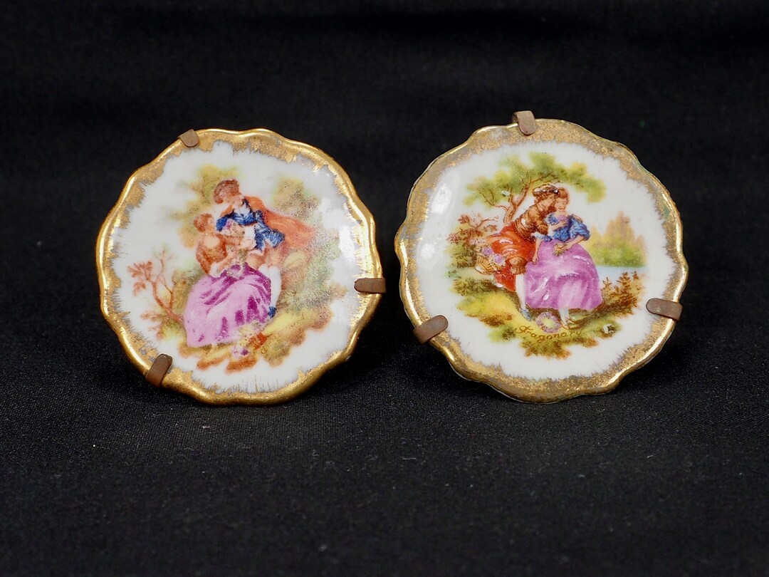 Vintage Limoges Miniature Plates Courting Couple With Stand or Etsy