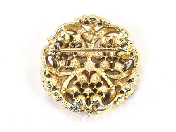 Vintage Brooch Estate Jewelry Gold Tone with Purp… - image 2