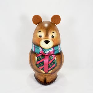 Vintage Christmas Teddy Bear Tin Box Candy Company Promo Collectible Holiday Decor 1990s