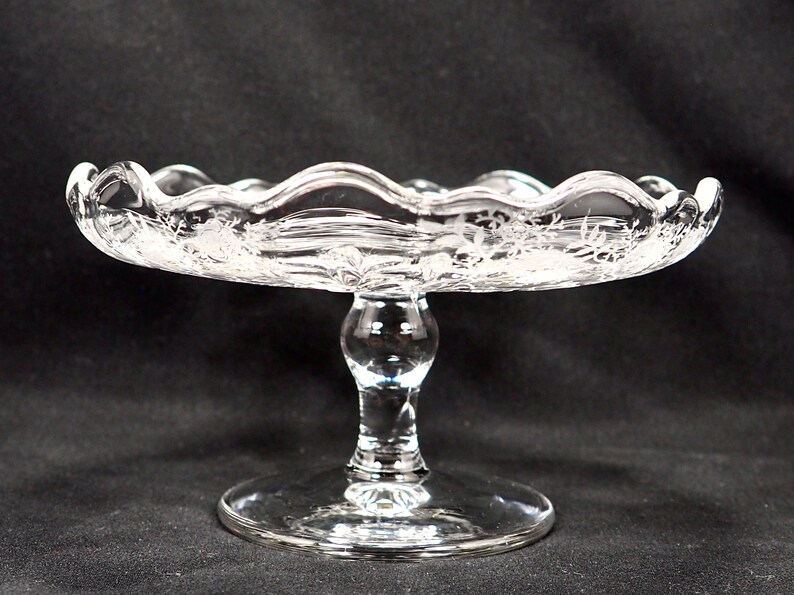 Fostoria Chintz Pattern Cheese Stand Elegant Etched Glass Etsy