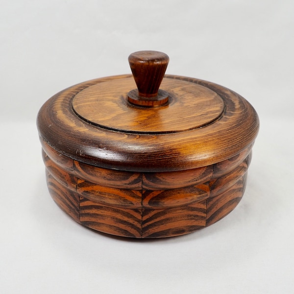 Vintage Wooden Tobacco Jar Hand Turned Sewing Storage Box