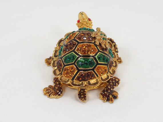 Turtle Trinket Box Bejeweled Mom and Baby Tortoises Jewelry - Etsy