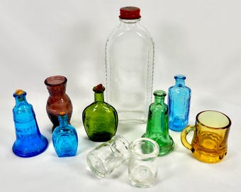 Vintage Miniature Glass Bottle Collection: Wheaton, Hazel Atlas, Federal Glass, Lot of 10