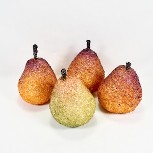 Vintage Artificial Fruit Pears Food Props Kitchen Decor Tiered Tray Decorations Faux Fruit for Centerpiece Bowl (Set of 4) Plastic