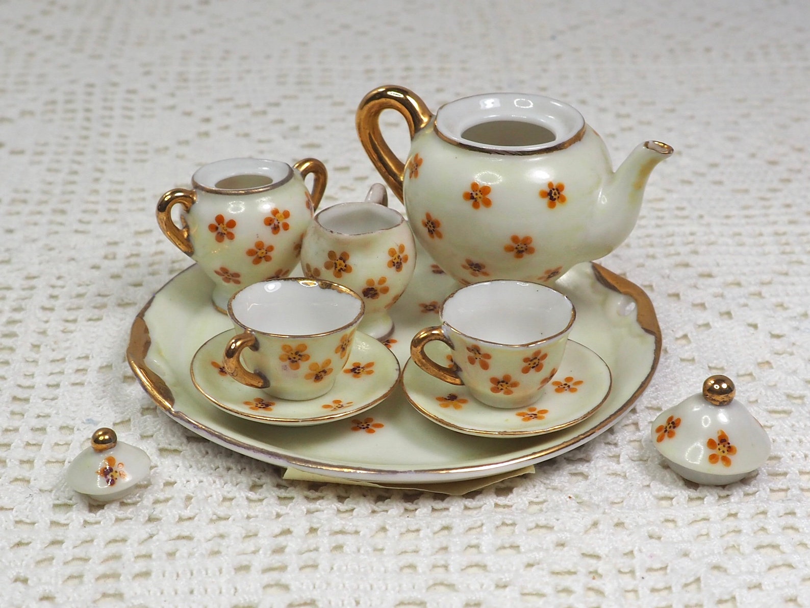 Miniature Tea Set With Tray Maruyama Made In Occupied Japan Etsy