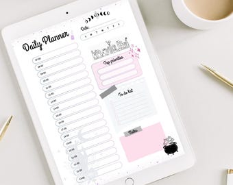 Cute Witchy Daily Planner | Printable PDF | 8.5&quot; x 11&quot; Digital Download | Magical Productivity Pages