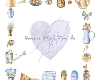 Home is Where Mom Is – 8.5&quot;x11&quot; Digital Wall Art Print | Cozy Home Decor | Mother’s Day Gift | Instant Download