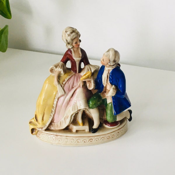 Antique Rauenstein porcelain figurine romantic Versailles marquis couple lady cinderella