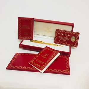 Original vintage 1990's Louis CARTIER gold " PANTHERE " ballpoint pen with original box , papers and 5 REFILL gift for her him