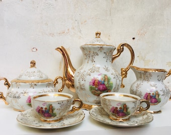 Decorative victorian porcelain &quot; Tea for 2 set &quot;