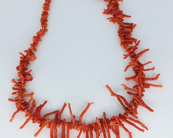 Collier Vintage En Corail Rouge Véritable - Années 60-70 - Tressé - Longueur 50cm - Argent - Neuf Sans Emballage