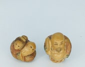 Vintage Japanese NETSUKE in carved TAGUA NUT