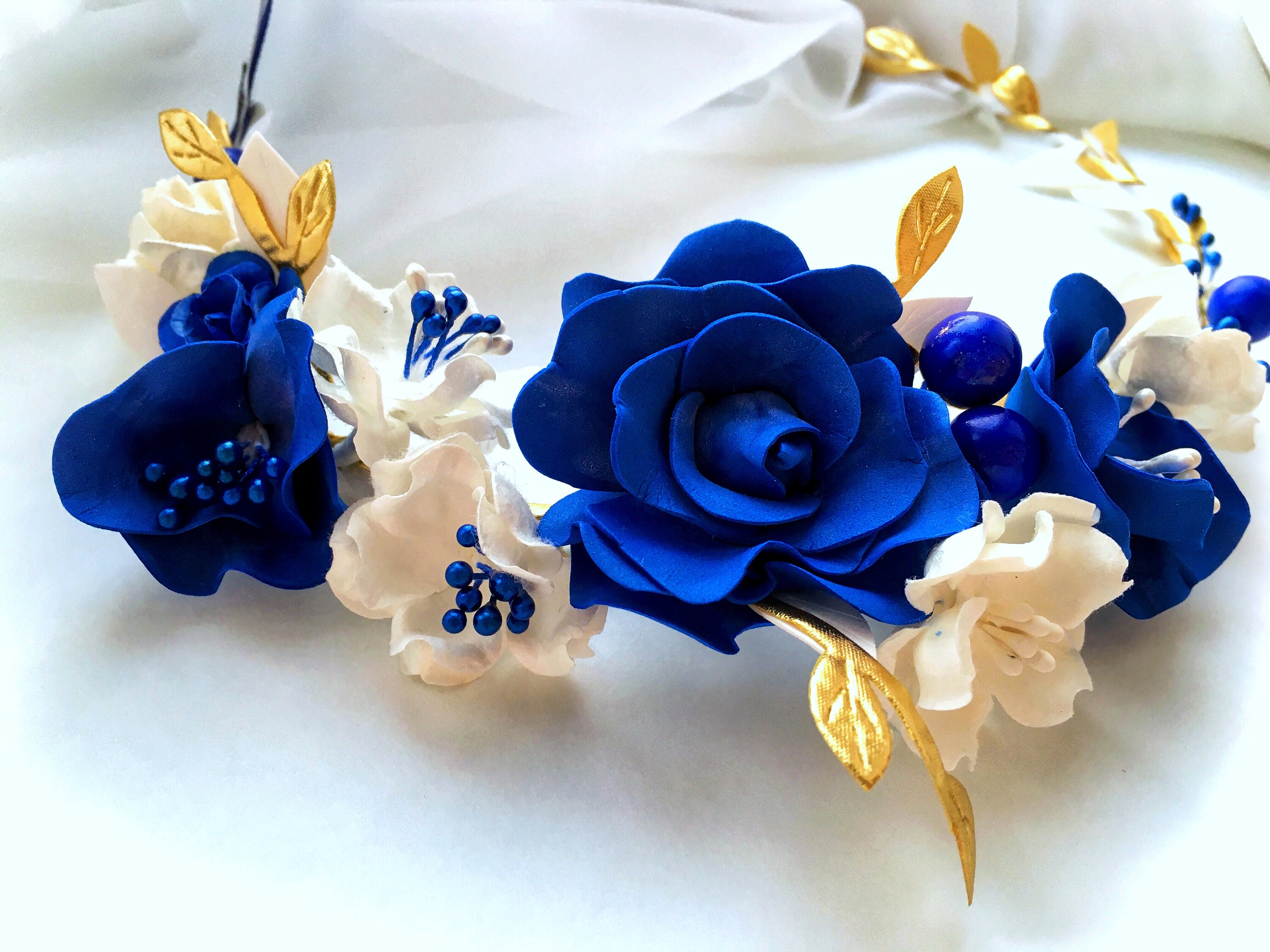 Royal Blue Wedding Flower Crown Adult or Flower Girl Crown Etsy