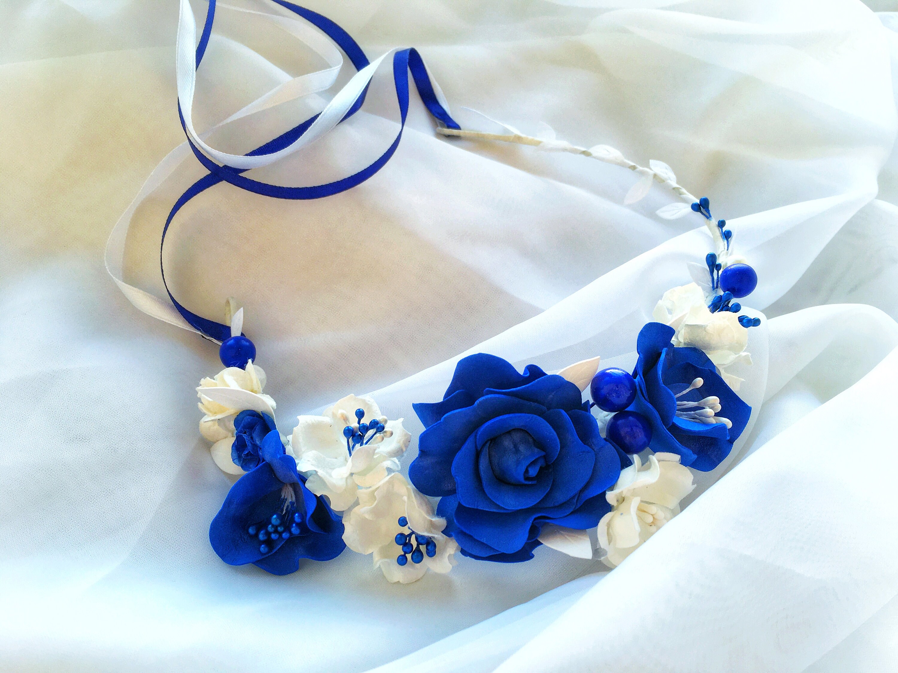 Royal Blue Wedding Flower Crown Adult or Flower Girl Crown Etsy