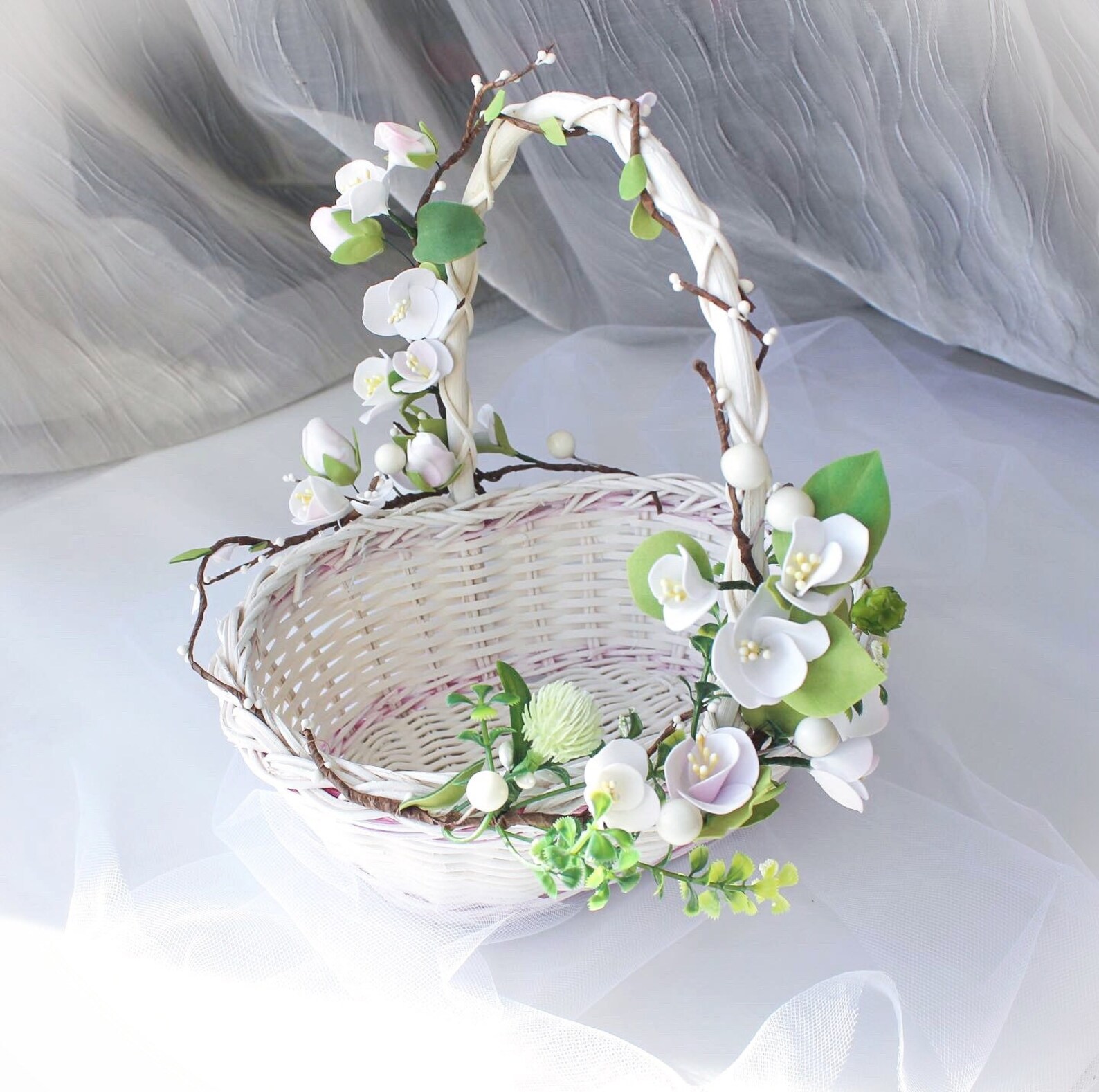 Flower girl basket Flower petal basket Rustic wedding wicker Etsy