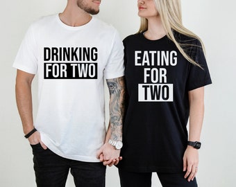 drinking for two and eating por two baby announcement family design svg png jpg