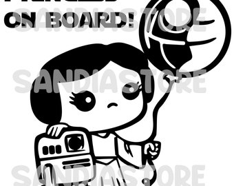 princess on board, svg, png, eps, jpg file, star wars