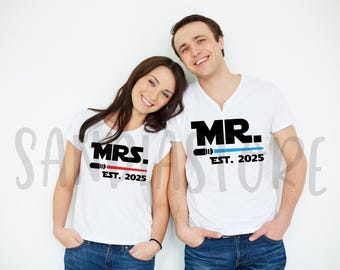 couple Star Wars Svg mr and mrs est 2025