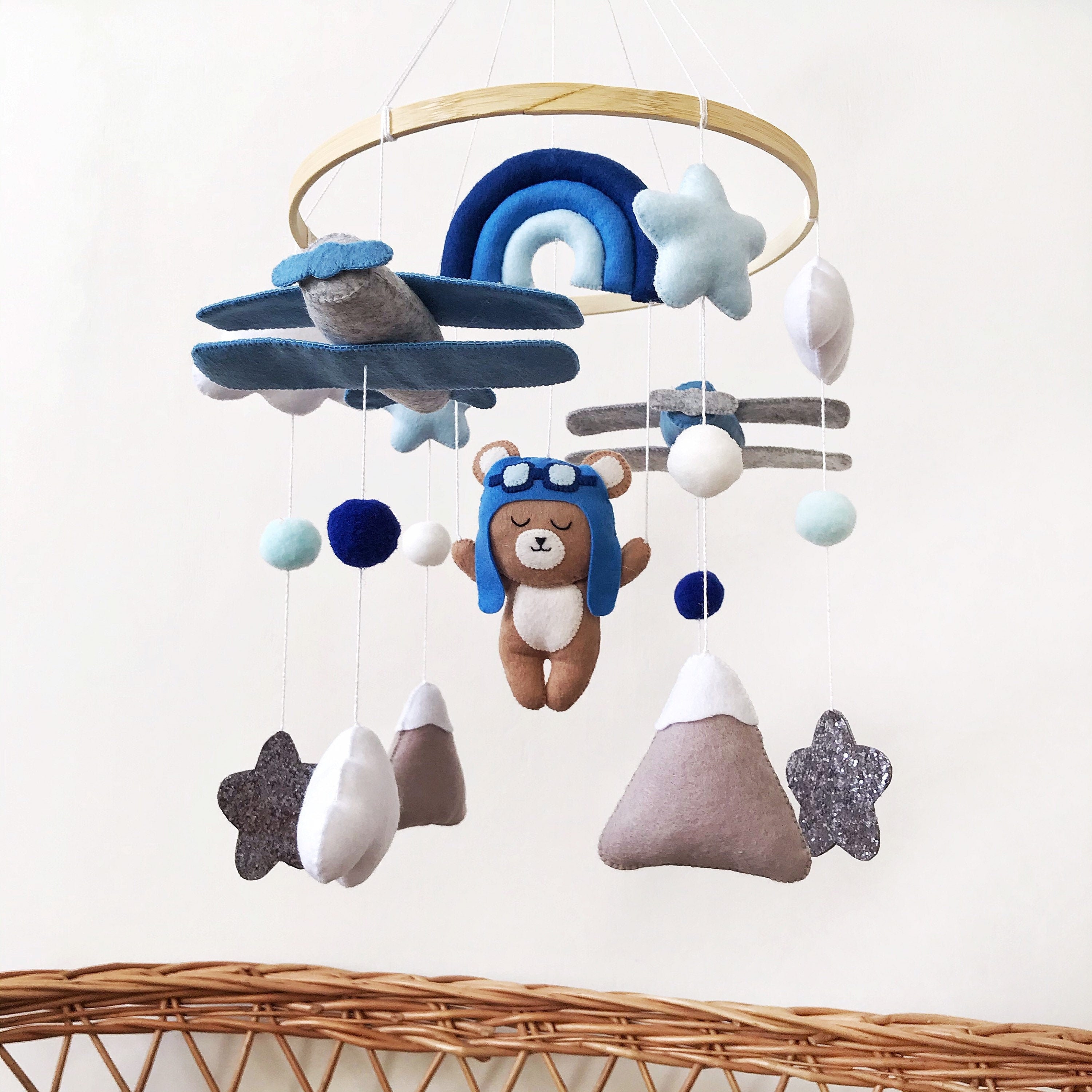 Airplane mobile for travel theme nursery Crib mobile boy Etsy