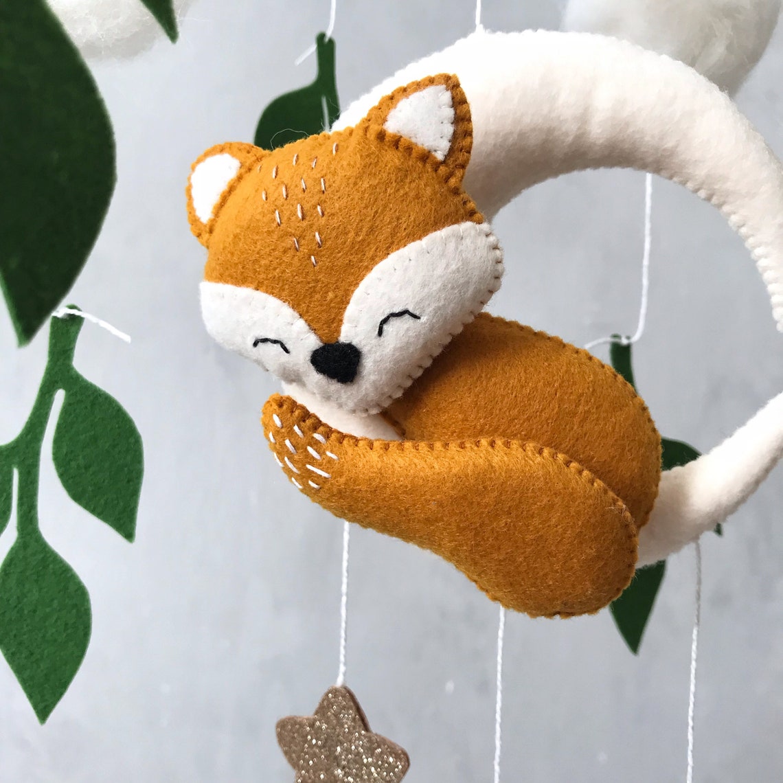 Fox mobile woodland Felt baby mobile animal Crib mobile Etsy