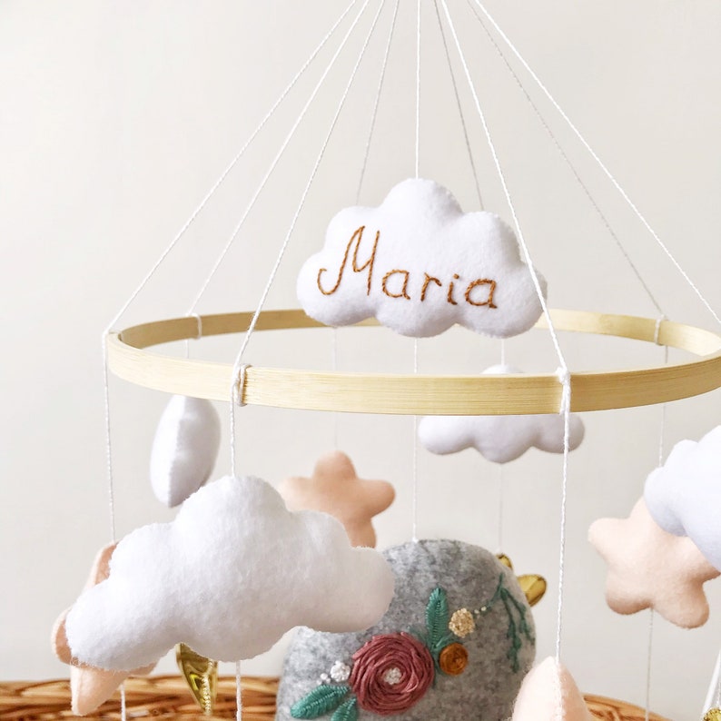 Moon and Star Mobile Hanging Mobile Baby Personalized Etsy