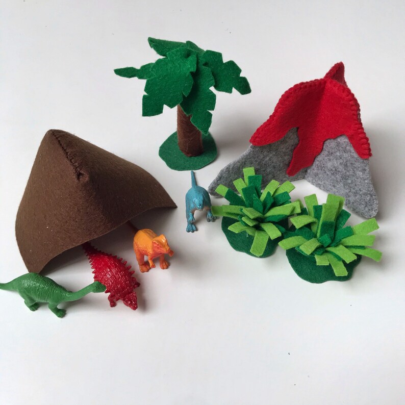 Dinosaur play mat Kids travel play mat Felt playscape Small Etsy