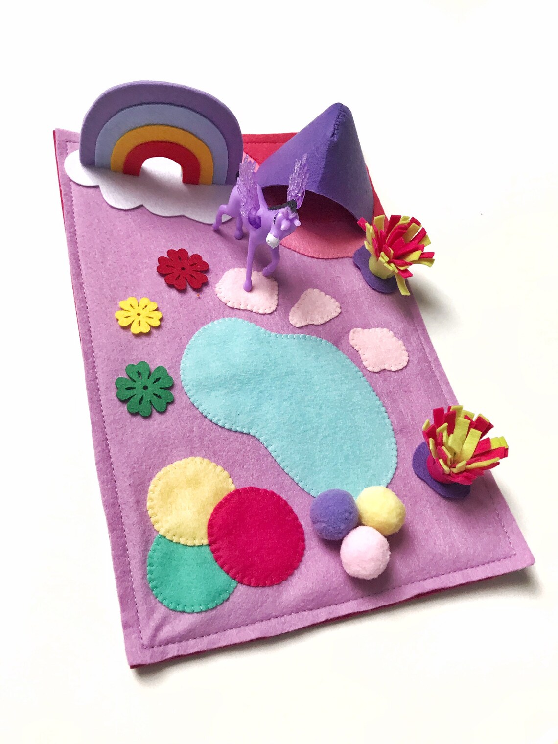 Unicorn play mat Felt fairy playscape Kids travel play mat Etsy