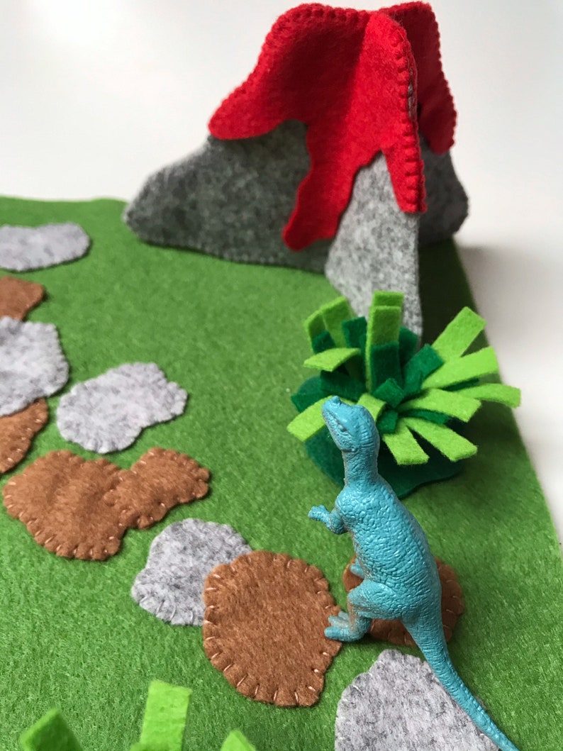 Dinosaur play mat Kids travel play mat Felt playscape Small Etsy