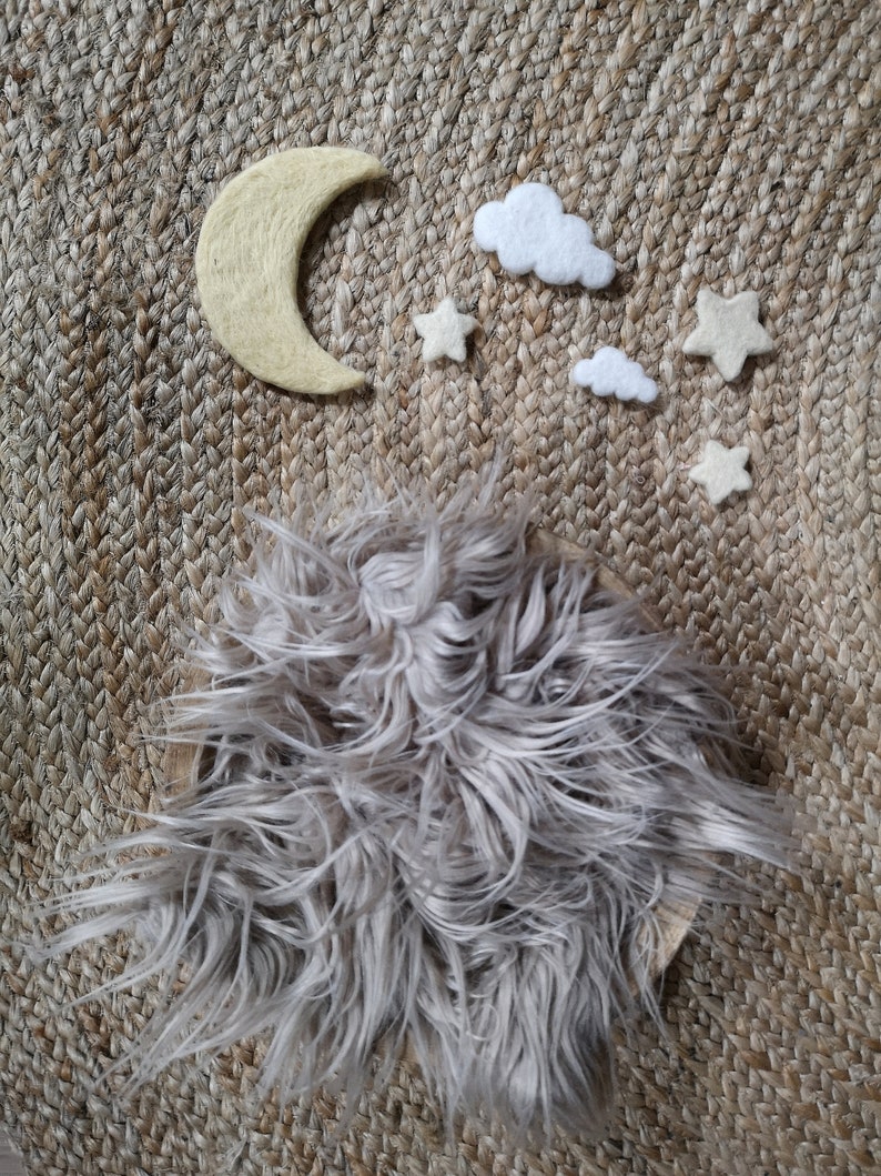 Doudou set moon cloud star accessory new born photography felted wool with newborn needle photography photo prop felted wool
