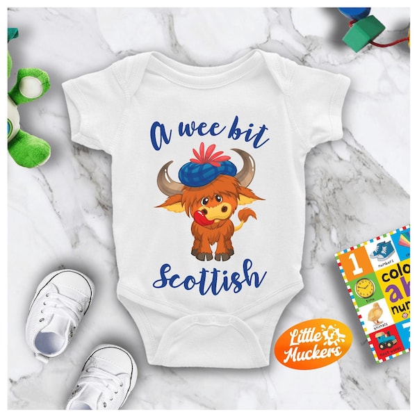 A Wee Bit Scottish Babygrow - Highland Cow Bodysuit - Highland T-Shirt