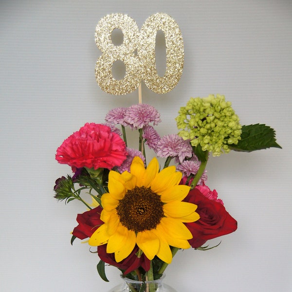 Birthday Centerpiece, 80th Anniversary, 80th Celebration, 80th Birthday,  Centerpiece Sticks