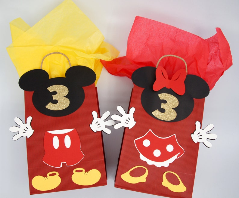 Mickey Favor bags,Mickey Minnie Party favor. Mickey Mouse Birthday bags Minnie Party bags Mickey Minnie Birthday Mickey Mouse Bags