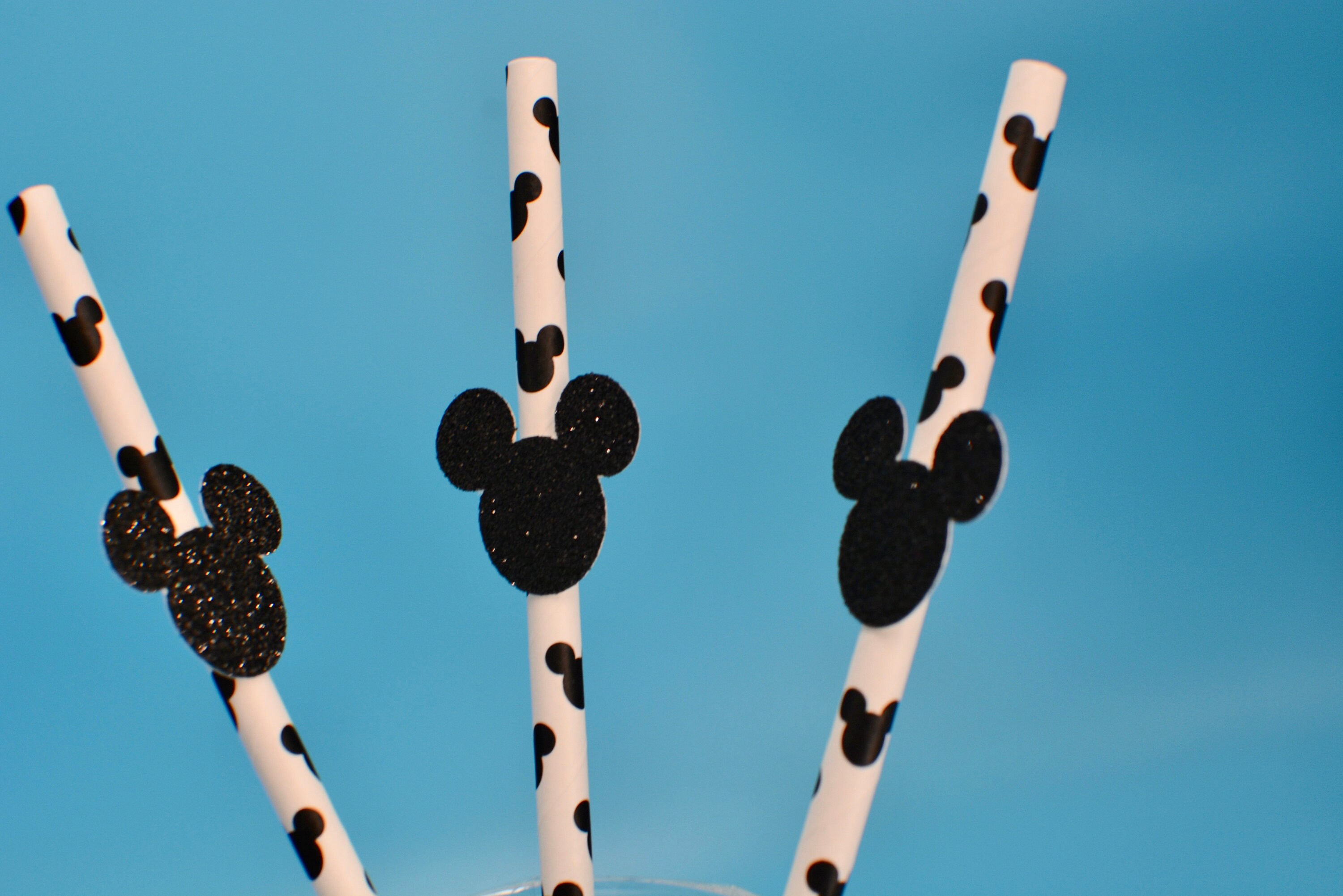 12 Mickey Mouse Straws Glitter Straws Mickey Mouse Birthday Etsy