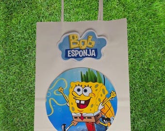 Birthday bags, Bob Esponja bags, bob esponja party, candy bags, under the sea party.